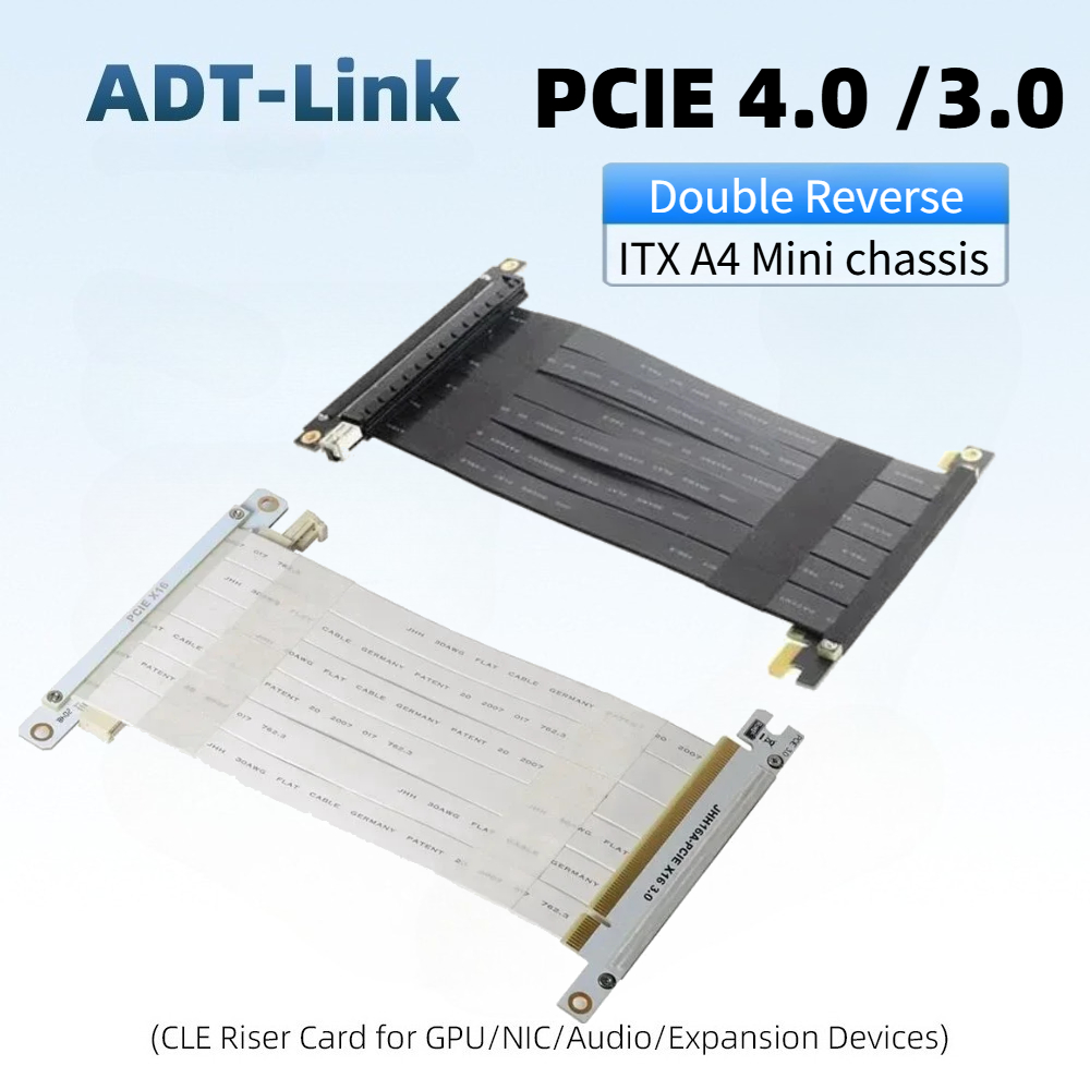 Pcie Riser Cable - Kabel przedłużający do karty graficznej, czarno-biały,