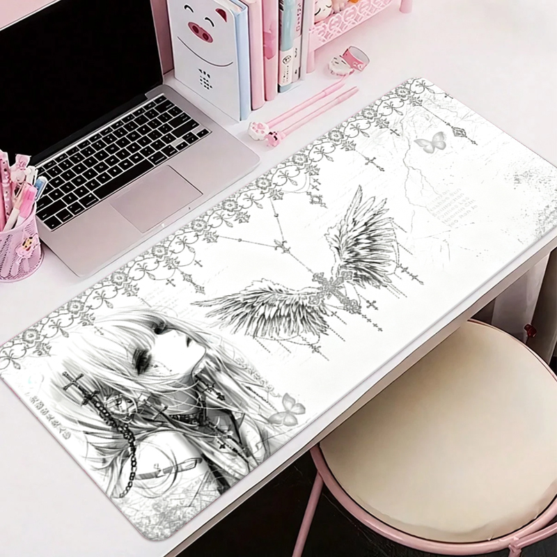 Pc Gaming Aesthetic - Skórzana podkładka pod mysz czarno-biała Anime